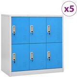 vidaXL Omara s ključavnico 5 kosov siva in modra 90x45x92,5 cm jeklo Cene