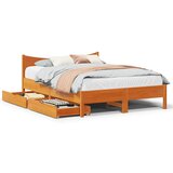Maison Chic Posteljni okvir - Dvoposteljna postelja - Zakonska postelja s predali voščeno rjav 160x200 cm borovina, (21694490) | Shoptok.si