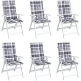  Jastuci za stolice 6 kom sivi karirani 120x50x3 cm od tkanine | Eponuda.com