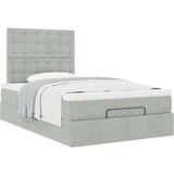 vidaXL Otomanski posteljni okvir z vzmetnicami siv 120x200cm žamet | Shoptok.si