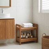  Polica za kupaonicu Prirodna 45 x 30 x 45 cm Čvrsto teak drvo Cijene