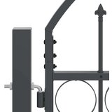 vidaXL Ograjna vrata z ukrivljenim vrhom Siva 400 x 125 cm Jeklo | Shoptok.si