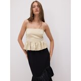 Reserved Top od satena s porubom peplum kroja - boja kože | shoptok.hr