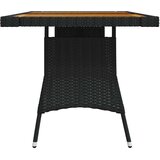 vidaXL vrtna miza črna 130x70x72 cm poli ratan in trden akacijev les | Shoptok.si