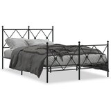 Maison Chic Kovinski Posteljni okvir - Dvoposteljna postelja - Zakonska postelja z vzglavjem in vznožjem črn 120x190 cm, (21697384) | Shoptok.si