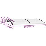 Nadstrešnica za vrata crna i prozirna 240 x 75 cm PC | shoptok.hr