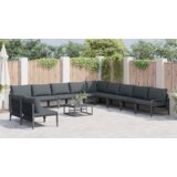 vidaXL Vrtna sedežna garnitura 11 pcs Antracitna Jeklo | Shoptok.si