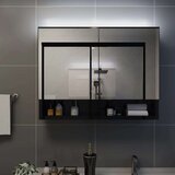 vidaXL lED kupaonski ormarić s ogledalom crni 80 x 15 x 60 cm MDF | shoptok.hr