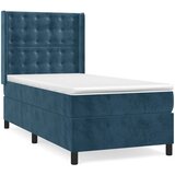 Box spring krevet s madracem tamnoplavi 90x200 cm baršunasti | shoptok.hr