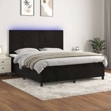 vidaXL Box spring postelja z vzmetnico LED črna 160x200 cm ž | Shoptok.si