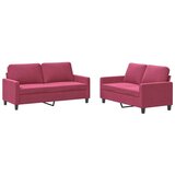  2-dijelni set sofa s jastucima crvena boja vina baršunasti | shoptok.hr