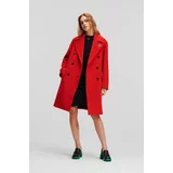 Karl Lagerfeld Volnen plašč rdeča barva