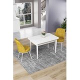 Hanah home trpezarijski set Nil, sto i 2 stolice, bela ploča, senf žuta tkanina Babyface | Eponuda.com
