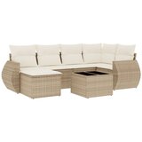 Maison Chic Seti vrtnega pohištva - Vrtna garnitura - Vrtni pohištvo set 7-delna z blazinami bež poli ratan, (21806745) | Shoptok.si