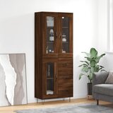 vidaXL Visoka komoda rjav hrast 69,5x34x180 cm inženirski les | Shoptok.si