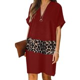 Fenzy elegantna mini obleka z leopardjim potiskom galilea, bordo cene