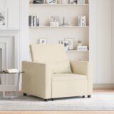  3-u-1 Singl Sofa Krevet Pretvarač Krem Tkanina u