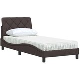  Postelja z vzmetnico temno rjava 80x200 cm blago | Shoptok.si