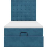  Otomanski posteljni okvir z vzmetnicami moder 80x200cm žamet | Shoptok.si