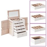vidaXL Jewellery Box 5-Layer z ogledalom zaklenljiv Bela Cene