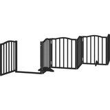 vidaXL Ograda za pse z vrati zložljiva 9 panelov črna 450 cm les | Shoptok.si