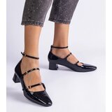 Gemre Black patent leather pumps with a strap Herman | Shoptok.si
