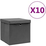vidaXL Škatle s pokrovi 10 kosov 28x28x28 cm sive Cene