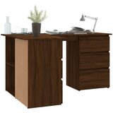  Kotna pisalna miza rjavi hrast 145x100x76 cm konstruiran les, (20640649) | Shoptok.si
