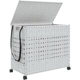  Košara za rublje s kotačima bijela 66x35x60 cm od ratana | shoptok.hr