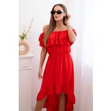 Kesi Włoski Women's off-the-shoulder dress with a longer back red | Shoptok.si