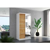 ADRK Furniture Garderobna omara z drsnimi vrati Orlando - 100 cm - bela/artisan