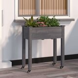  Korito s podlogo in kolesi sivo 71x37x80 cm trden les | Shoptok.si
