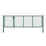 vidaXL Vrtna vrata jeklena 350x100 cm zelena | Shoptok.si