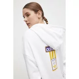 Adidas Bombažen pulover ženska, bela barva, s kapuco, IS2435