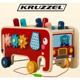 Kruzzel drveni edukativni slon 4 u 1 sa zupčanicima i labirintom | shoptok.hr