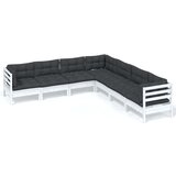  Vrtna sedežna garnitura 7-delna z blazinami bela borovina, (20973898) | Shoptok.si