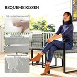 Bistro set od ratana 3 dijela 2 stolice stolić za kavu i jastuci svijetlosivi | shoptok.hr