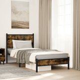 Maison Chic Kovinski Posteljni okvir - Enojna postelja - Postelja za odrasle brez vzmetnice dimljen hrast 80x200 cm, (21695642) | Shoptok.si