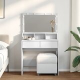 The Living Store Toaletna mizica z LED lučkami bela 80x41x134,5 cm - Toaletna Mizica, (21671127) | Shoptok.si