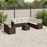 Maison Chic Seti vrtnega pohištva - Vrtna garnitura - Vrtni pohištvo set 10-delna z blazinami rjava poli ratan, (21811614) | Shoptok.si