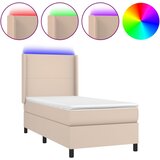  Krevet box spring i madrac LED cappuccino 80x200cm umjetna koža Slike