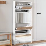  The Living Store Omarica za čevlje z ogledalom 4-nadstropna bela 63x17x134 cm - Omarica Za Čevlje, (21448331) Cene