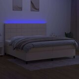 Krevet box spring s madracem LED krem 200x200 cm od tkanine | shoptok.hr
