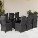  9-dijelni vrtni blagovaonski set s jastucima crni od poliratana | shoptok.hr