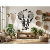 Wallxpert metalni zidni ukras 5511, slon od krošnji drveća sa pticama, 59 x 75 cm, crni Cene