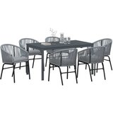  Vrtni set za objed 7 kom. Siva poliratan 180 x 80 x 74 cm | shoptok.hr