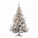  Umjetno božićno drvce s kuglicom 120 cm 150 LED lampica - Zelena i bijela 120 cm s LED-ima i ružičastim lopticama | shoptok.hr