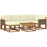vidaXL Zunanja garnitura za sedenje z blazino 7 pcs Naravna in smetana, (5000281455) | Shoptok.si