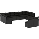  12-dijelni set vrtnih sofa od poliratana s jastucima crni | shoptok.hr