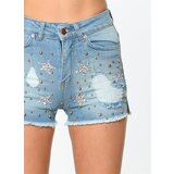 Dewberry Z6333 WOMEN'S JEAN SHORTS-PLAIN BLUE Cijene